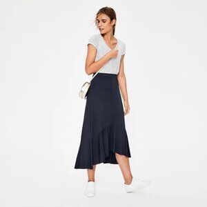 Boden Fluted Hem Jersey Skirt Navy Blue size US 14R